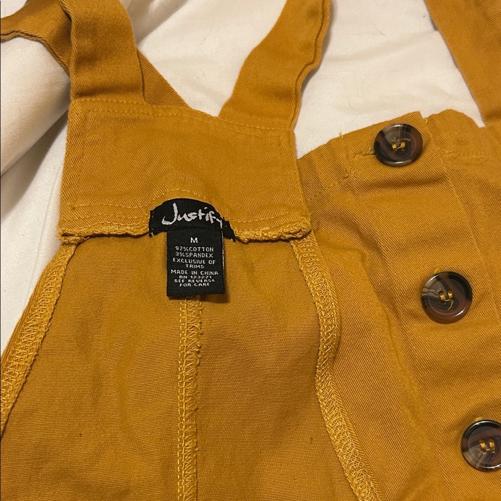 Justify Mustard Yellow Button-Up Overalls